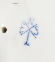 Ens plasztikus virágmintás kétágú gyertyatartó, jelzett, minimális pattogzással, h: 27 cm