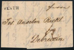1844 Portós levél "PESTH" - "DEBREZEN"