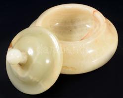 Ónix fedeles edény, kis kopással, 13x11 cm