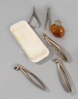 Régi fogorvosi szerszámok, közte ritka kloroform permetező palack.