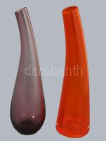 2 db hutatüveg váza, Anyagában színezett, hibátlan 26 cm