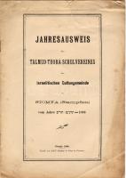 1900 A stomfai izraelita hitközség talmud-thora iskolaegyletének évkönyve (Adolf Alkalay és fia, Pozsony) / Jahresausweis des Talmud-Thora- Schulvereines der israelitischen Cultusgemeinde zu Stomfa (Stampfen)