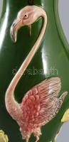 Francia art nouveau flamingó mintás nagyváza, füle javított, m: 59 cm