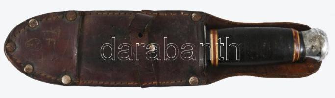 Régebbi tőr, tokban, h: 21 cm