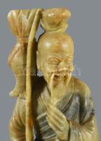 Kínai faragott zsírkő szobor, m: 20 cm