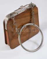 Cannes jelzéssel fa lapos női táska, cca 1920, kopással, 13x13 cm