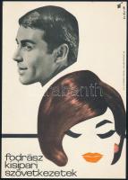 Sós László (1922-2016) - Kemény Éva (1929-2011): Fodrász Kisipari Szövetkezetek, 1964, reklámplakát, villamosplakát, papír, jelzett a plakáton, Zrínyi/T. Nyomda, 23,5x16,5 cm