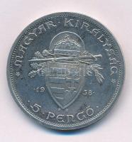 1938. 5P Ag "Szent István" T:AU patina Adamo P8.1