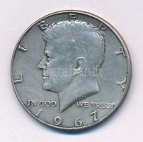 Amerikai Egyesült Államok 1967. 1/2$ Ag "Kennedy" kapszulában T:AU patina USA 1967. 1/2 Dollar Ag "Kennedy" in capsule C:AU patina Krause KM#202a