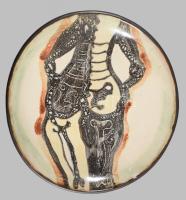 1984 Iparművész kínáló 3 lábon, jelzett, hibátlan, d: 26 cm