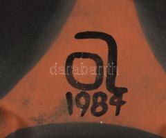 1984 Iparművész kínáló 3 lábon, jelzett, hibátlan, d: 26 cm