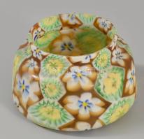 cca 1950 Murano millefiori váza, jelzés nélkül, 8x5 cm