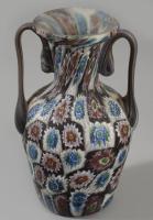 1900-1920 Fratelli Toso Murano millefiori váza, jelzés nélkül, hibátlan, m: 10 cm