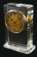 Antik asztali óra, kristály testtel, m: 17 cm