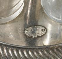 Antik olaj-ecet kínáló, 4 üveggel, m: 28 cm