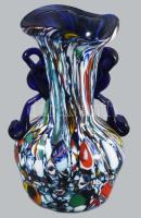 cca 1950 Murano millefiori váza, jelzés nélkül, hibátlan, m: 13 cm
