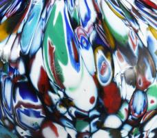cca 1950 Murano millefiori váza, jelzés nélkül, hibátlan, m: 13 cm