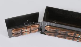 Iparművész réz gyufa- és cigarettatartó, h: 12 cm