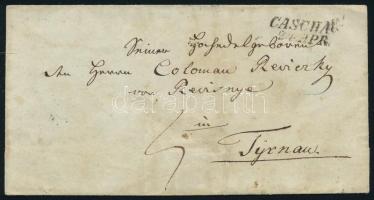 ~1846 Portós levél "CASCHAU" - kék / blue "TIRNAU"