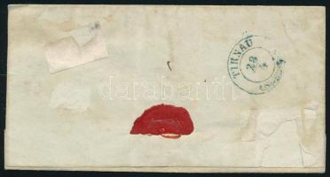 ~1846 Portós levél "CASCHAU" - kék / blue "TIRNAU"