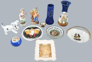 Doboznyi porcelán és kerámia tétel, jó darabokkal, Limoges, stb.