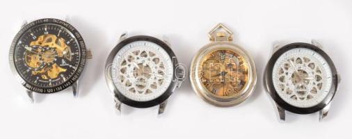 4 darab működő férfi szkeleton karóra, közte 3 darab mechanikus