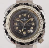 Yves Meillon Paris kvarc karóra, működik, fém szíjjal, sérült üveggel, d: 40mm