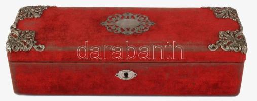 Antik kesztyűtartó doboz, kopással kulcs nélkül, 31x10 cm