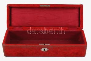 Antik kesztyűtartó doboz, kopással kulcs nélkül, 31x10 cm