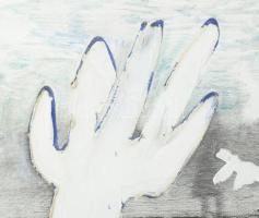 Bada Dada (Bada Tibor, 1963-2006): "Köd a (...)", 1984. Vegyes technika, farost, jelzett a...