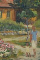 Monostori Moller Pál (1894-1978): Parkrészlet (Szolnok). Olaj, vászon, jelezve balra lent, dekoratív...