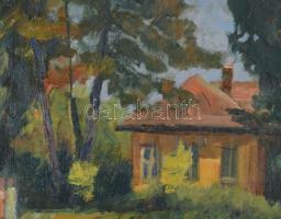 Monostori Moller Pál (1894-1978): Parkrészlet (Szolnok). Olaj, vászon, jelezve balra lent, dekoratív...