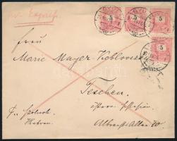 1897 Expressz levél 4 x 5kr bérmentesítéssel "GYULA" - Teschen