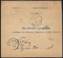 1894 Postai szállítólevél 30kr bérmentesítéssel "BUDAPEST FŐPOSTA" - "GYULA / PÉNZROV...