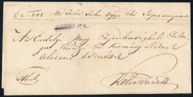 1848 Hivatalos levél "MEDIAS" - Kolozsvár