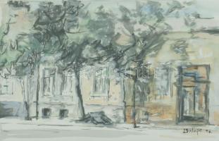 Balajti Károly (1948-): Nagyváradi utcarészlet, 1996. Akvarell, papír, jelzett. Üvegezett fakeretben. 16x25 cm