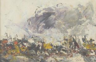 FA jelzéssel, erdélyi magyar festő: Gesztusok, 1991. Olaj, karton. Üvegezett fakeretben. 14x23 cm