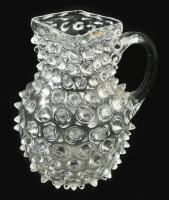 Csöcsös kancsó. Hutaüveg XIX. sz. Hibátlan 13 cm