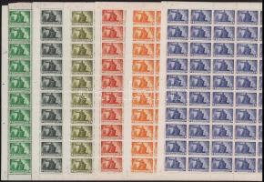 1945 Újjáépítés sor 12 értéke teljes ívekben, bennük 10-10 fordított pár / 12 complete sheets with i...