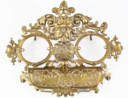 Asztali tinta és tolltartó betét nélkül. Réz, XIX. sz. 28 cm