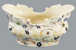 Fischer kínáló. Kézzel festett, jelzett, kopással sz: 21 m:12 cm