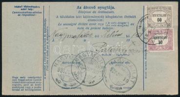 1923 Utánvétes csomagszállító (teljes), Koronás Madonna és Hivatalos vegyes bérmentesítéssel