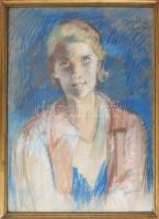 Diener-Dénes Rudolf (1889-1956): Női portré. Pasztell, papír, jelezve jobbra fent. Üvegezett fakeretben, 64x45 cm