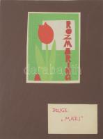 K. Péter Mária (1917-1975), 2 db mű egy keretben: Plakáttervek a budapesti Rozmaring TSZ részére. Ko...