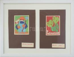K. Péter Mária (1917-1975), 2 db mű egy keretben: Plakáttervek a budapesti Rozmaring TSZ részére. Ko...