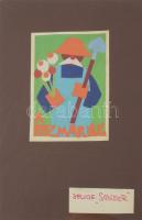 K. Péter Mária (1917-1975), 2 db mű egy keretben: Plakáttervek a budapesti Rozmaring TSZ részére. Ko...