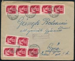 1945 Inflációs levél 10 db Hadvezérek 30f bélyeggel "TATABÁNYA" - Győr