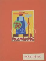 K. Péter Mária (1917-1975), 2 db mű egy keretben: Plakáttervek a budapesti Rozmaring TSZ részére. Ko...