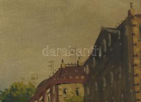 Berkes Antal (1874-1938): Nagyvárosi forgatag. Olaj, vászon, jelzett. Hátoldalán Kardos Gábor képker...