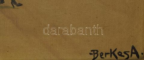 Berkes Antal (1874-1938): Nagyvárosi forgatag. Olaj, vászon, jelzett. Hátoldalán Kardos Gábor képker...